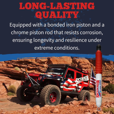 Ford F 250 F 350 Super Duty Front And Rear Hydraulic Action Shocks Set for trucks with off-road scene and product detail