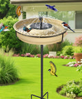 Extra Large Solar Powered Bird Bath With Fountain Kit For Your Backyard 1.67 Gallon Capacity 5 Prong Stake Design