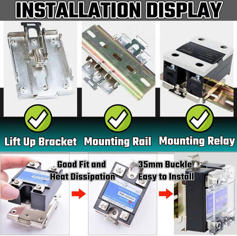 Heavy Duty 35mm Din Rail Clip Kit For Solid State Relays Beefed Up Safe Mounting Bracket installation display.