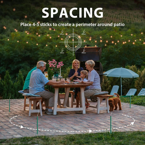 Family dining outdoors with Citronella Mosquito Incense Sticks Pack For Outdoor Use With Plant Based Oils DEET Free Lasts Up To 2.5 Hours