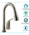 RV Pull Down Kitchen Sink Faucet With Side Lever In Brushed Satin Nickel Built To Last Gooseneck Spout Pull Down Sprayer