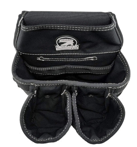 Carpenters Triple Combo Belt With Pro Comfort Back Support, Built For The Jobsite, Heavy Duty Work Belt For Large 36 To 40 Inch Waist, Boxed Pouch Design Keeps Tools Handy And Pouches From Sag, Black With White Stitching.