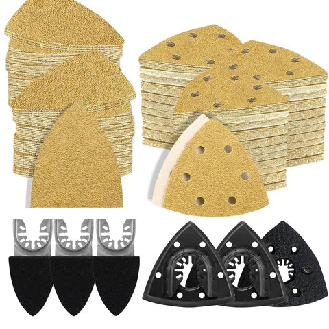 186Piece Oscillating Tool Sandpaper Kit With Detail Pads Triangle And Finger Sandpapers Pro Grade Abrasives Wide Grit Range