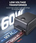 60W Low Voltage Landscape Transformer With Dusk To Dawn Photocell For Outdoor Lighting Converts 120V AC To 12V AC