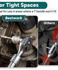 Adjustable Tap Socket Set For 1/4 3/8 1/2 Inch Drive Go To Tool For Reamers And Screw Extractors installed in tight space