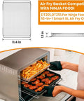 Heavy Duty Stainless Steel Air Fryer Basket Replacement Trays Compatible With Foodi XL Oven DT201 DT251 in use with fries and wings