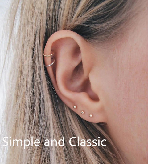 Tiny 2mm Ball And CZ Stud Earrings Set Six Pairs Pack Hypoallergenic Surgical Steel Mini Cubic Zirconia Dot Studs For Women And Men Perfect For Cartilage Helix Second And Third Piercings Everyday Wear on ear