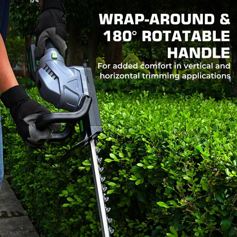 Trimming bushes with 20 Inch Cordless Hedge Trimmer With 180 Degree Rotatable Handle Dual Battery Pack And Charger Powerhouse Copper Motor