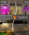 Comparison of Solar Address Sign for Outside With Remote and competitor; shows signs mounted outdoors with LED light and numbers visible.
