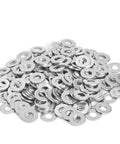 Front view of 100-piece stainless steel flat washers, 1/4 inch, 304/18-8, for bolts.