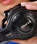 Close-up of Abyss 22 Navy II Scuba Regulator Set second stage showing branding, ideal for cold water deep dives and reliability.