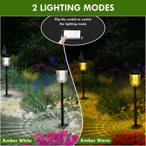 Solar Pathway Lights 4 Pack Outdoor IP65 Waterproof Garden Lights With Two Lighting Modes Auto On Off 200 Lumens Super Bright