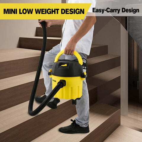 Person carrying 3 In 1 Wet Dry Vacuum Cleaner With 2 Peak HP Suction Portable Shop Vacuum for garage and car on stairs