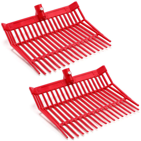 Replacement 18 Tine Manure Fork Head Set With Screws And Nuts Red Pitchfork Head For Horse Manure Grass And Hay Cleanup Heavy Duty Fits 1 Inch Handle 2 Pieces Included