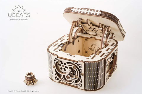 Hidden Key Treasure Box Puzzle With Secret Mechanisms 3D Wooden Puzzle Box For Adults Mechanical Safe Box With Dual Lock Brain Teaser And Hobby Kit Victorian Style Wooden Model For Makers And Puzzle Lovers, open lid