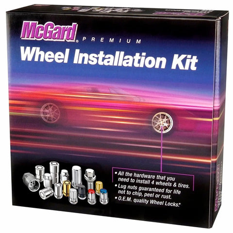 Box of Bulge Style Cone Seat Lug Nut Kit For 5 Lug Wheels With M12 X 1.5 Thread Size Includes Easy Install 16 Lug Nuts 4 Wheel Locks 1 Key And Pouch Black Finish Built To Stand Up To Rough Roads And Daily Rides kit