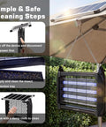 Outdoor Bug Zapper Powered By Solar And USB, 4000V Grid, 15W UV LED Fly Light cleaning instructions