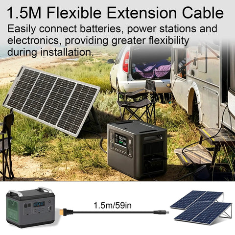 Get The Ultimate XT60 To DC 8.0MM Female Power Adapter Cable With Heavy Duty 14AWG Pure Copper Wire For RC Cars And DIY Rig Projects That Really Hold Up Under Any Heat Or Voltage Load You Throw At It, connected to solar panel setup.