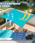 10 By 13 Foot Waterproof Sun Shade Sail Rectangle Canopy for Outdoor Patio with UV Block-turquoise polyester installed in garden