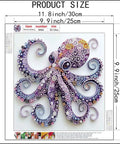 5D Diamond Painting Kit For Beginners With Purple Octopus Special Shape Easy To Start Clear Crystal Rhinestones, 12x12 Inch