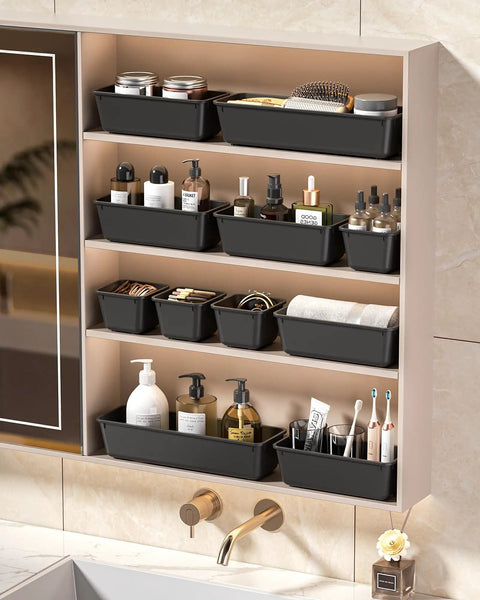 25 Piece Plastic Drawer Organizer Set With Four Practical Sizes For Bathroom And Desk Vanities Modular Divider Bins Keep Your Storage Looking Pretty Dang Slick And Super Easy