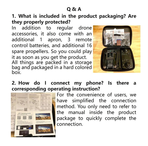 Product packaging of 1080P HD Dual Camera Drone With Obstacle Avoidance Foldable RC Quadcopter shown with accessories and manual.