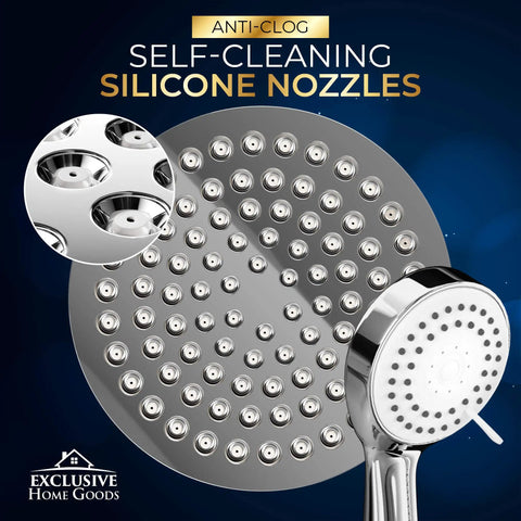 High Power Rain Shower Head With Handheld Combo 6 Inch Rainfall Head Plus 70 Inch Hose, Adjustable Swivel, Anti Leak Nozzles