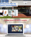 Outdoor Floodlight Security Camera With 2600 Lumen LEDs 1080P HD WiFi Waterproof Motion Detection Alerts Clear Night Vision Two Way Audio Built In Siren USA Cloud Service viewed on mobile and laptop for simultaneous monitoring