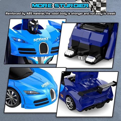 Close-up of Remote Control Car Transforming Robot Toy For Boys With OneClick Demo Dope 360 Degree Rotation Smooth Deformation LED