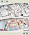 SimpleSort 10 Piece Stackable Clear Drawer Organizer Set with Multi Size Trays for Makeup Vanity and Office Desk Storage BPA Free