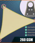 Beige Triangle Sun Shade Sail 12 By 12 By 12 Feet With Super Ring Edges UPF50 Plus UV Blockage 98 Percent Commercial Grade Heavy Duty