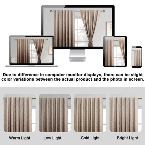 Brown Ombre Curtain Panels Set Of 2 For Small Windows 42W X 63L Each Room Darkening Light Blocking Blockout Thermally Insulated Damask Drapes Back Tab Or Rod Pocket Or Clip Ring Tiebacks Included 84 Inch Total Width displayed on different screens and lighting conditions.