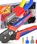 Pro Grade Ferrule Crimping Tool Kit With 1500 Ferrules, Dual And Single Wire Connectors, and Crimping Tool