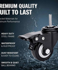 No Roll Guaranteed Dual Lock Caster Wheels 2 Inch Heavy Duty Swivel Casters Set Of 4 M8 Threaded Stem Mount with ball bearing.