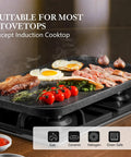 Nonstick Griddle And Grill Pan Pro Grid Reversible Two Burner Cast Aluminum cooking breakfast on stovetop