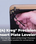 (4) Kreg® Precision Insert Plate Levelers on Precision Mdf Router Table Top With Flush Leveling Inserts And Low Friction Glide Surface.