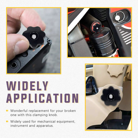 Slick Black M6 Star Knobs With Female Thread And Solid Clamping Grip 15 Piece Essential Set Of Screw On Plastic Handles for machine use.