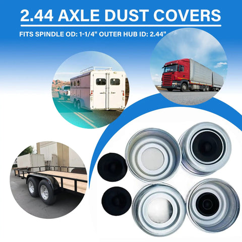 Two And Three Eighths Inch Dust Cap Grease Cover For Two Point Four Four Dexter EZ Lube Camper Axle Trail Ready Hub Dust Cap Pack
