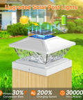 Six Pack Solar Post Cap Lights For Outdoor Fence And Deck With Two Color Modes Cool White And Warm White Waterproof Solar Powered