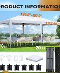 10x20 Pop Up Canopy Tent With Windows No Sidewalls Instant Outdoor Shelter For Parties Weddings Events Vendors Easy Setup