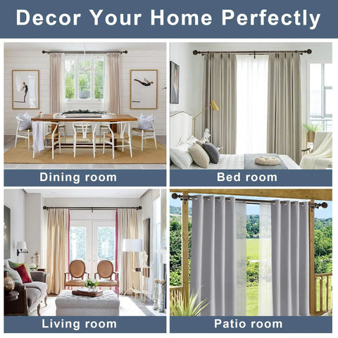 1 Inch Double Curtain Rod Telescoping Set For Windows 72 To 144 Inches in various room settings