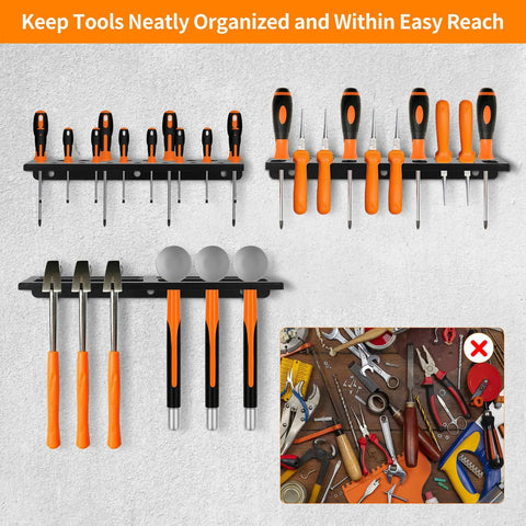 Wall Mount Hand Tool Organizer Set Of 4 Includes Screwdriver Organizer Pliers Holder Hammer Rack And Hardware Storage Shelf For Garage Workshop Or Shed Durable Metal With Powder Coat Finish