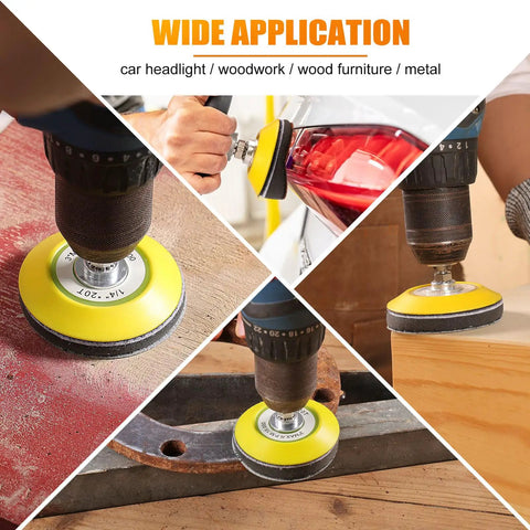 Assorted Grit 3 Inch Pro Grade Silicon Carbide Sanding Discs Set For Wet And Dry Sanding With Hook And Loop Backing in use on various surfaces