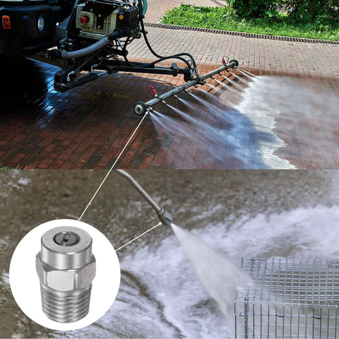 uxcell 5-pack stainless steel spray tips, 15° angle, 1/4 in NPT for pressure washers (water broom/undercarriage)
