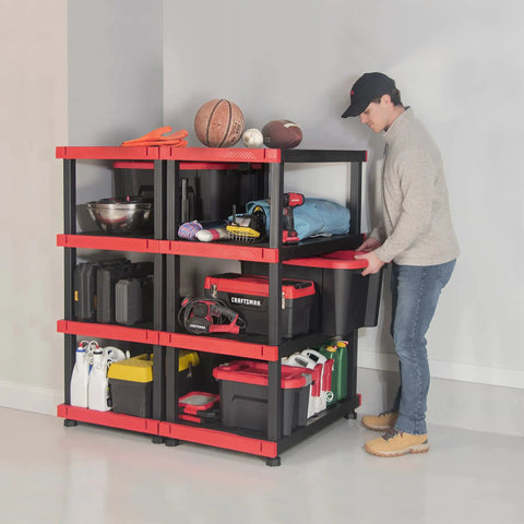 Heavy Duty Four Tier Plastic Storage Shelves For Garage Organization Built Tough With Ample Space Easy Setup Indoors Or Out Handles Twenty Gallon Bins No Sweat Total Knockout Straight Up Winner For Neat Spaces Any Day