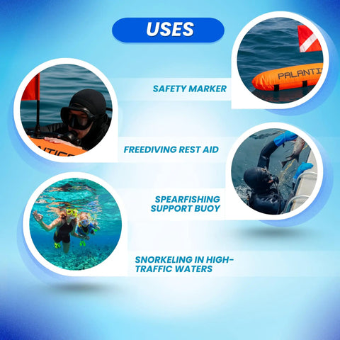 Durable Nylon Torpedo Float For Scuba Diving And Spearfishing With Orange Dive Flag Included 16 By 8 Inches uses