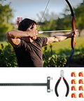 Archery Bow String Nocking Points Kit with T Square Ruler, Nocking Buckle Pliers, and 8 Nocking Buckles for bowstring tuning