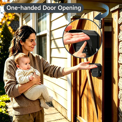Smooth Operator OneHand PopUp Gate Latch With Secret Combo Lock AND Keyless Weatherproof Rustproof Heavy Duty Fence Hardware For Wood Or Vinyl Backyard Gates That Hold Fast in use with one-handed operation.
