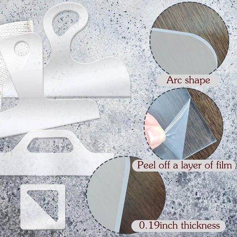 Acrylic Router Templates Set Of 4 Pro Grade Charcuterie Board Handle Templates Clear Cut Board Templates Thick 5mm Angled Curvy Tracing Stencils Cut Guide Tools For Kitchen Woodworking showing a clear acrylic handle template with a peeled layer and arc shape.