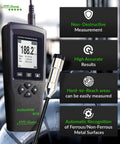 Industrial-Grade Coating Thickness Gauge With External Probe For Marine And Steelwork, Measures 0-197 mil (0-5000 microns) Fe And 0-120 mil (0-3000 microns) NFe, 0.001 mil Resolution, Factory, Zero, And Multi-Point Calibration, PC Connectivity, shown with probe